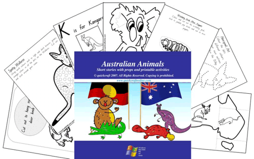 Preschool themes & Pre K Printables-Aussie animals using short stories, fun facts and printable activities with your kids!